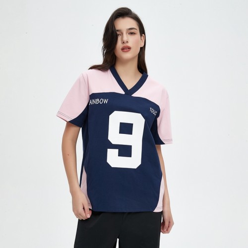 Oversized Jersey Women | V Neck | With Logo Print | Customize T-shirt