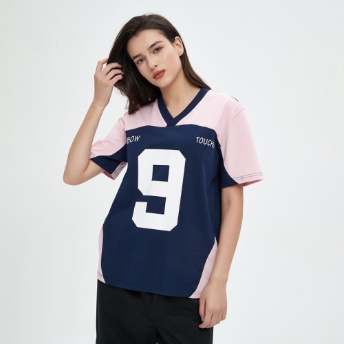 Oversized Jersey Women | V Neck | With Logo Print | Customize T-shirt