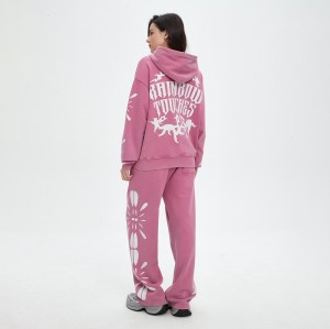 Zip Up Hoodie and Sweatpants Set | Acid Wash | Oversized | French Terry | Women Tracksuit
