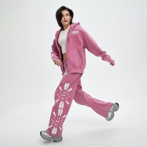 Zip Up Hoodie and Sweatpants Set | Acid Wash | Oversized | French Terry | Women Tracksuit