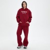 Essential Oversized Hoodie | Burgundy | Fleece | Letter Printed | Women Streetwear Clothing