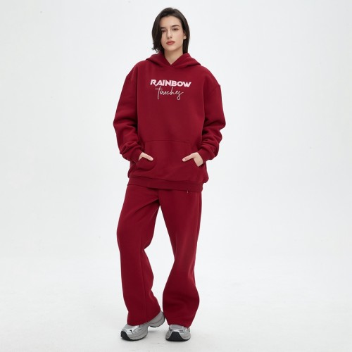 Essential Oversized Hoodie | Burgundy | Fleece | Letter Printed | Women Streetwear Clothing