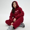 Essential Oversized Hoodie | Burgundy | Fleece | Letter Printed | Women Streetwear Clothing
