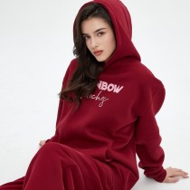 Essential Oversized Hoodie | Burgundy | Fleece | Letter Printed | Women Streetwear Clothing