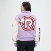 Wool Varsity Bomber Jacket Women | Chenille Embroidery | With Leather Sleeve | Custom Streetwear
