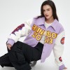 Wool Varsity Bomber Jacket Women | Chenille Embroidery | With Leather Sleeve | Custom Streetwear