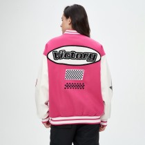 Color Block Varsity Jacket | Chenille Emrboidered and Print | Y2K Streetwear Women