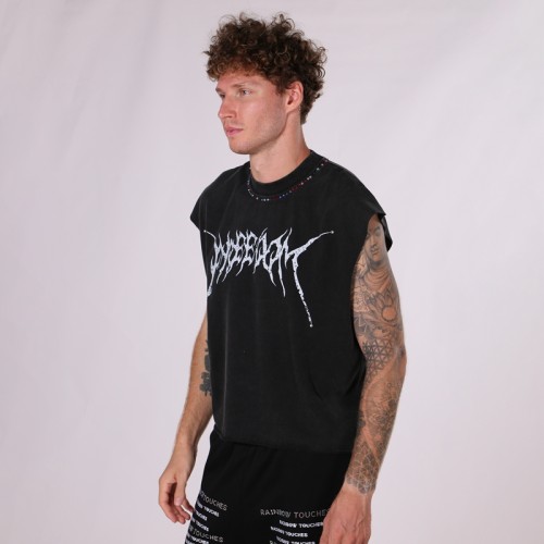 Rhinestone DTG Tank Top Men | Acid Wash | Custom Sports Streewear