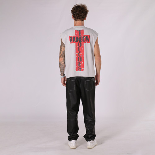 DTG Streetwear Vest Men | Raw Edge | 100% Cotton | 260GSM