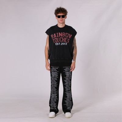 Acid Wash Distressed DTG Sleeveless Vest Men | 100% Cotton | 250gsm | Street Style