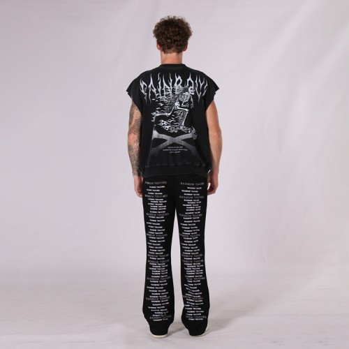 Acid Wash Distressed DTG Sleeveless Vest Men | 100% Cotton | 250gsm | Street Style