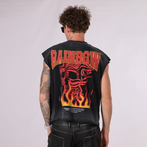 Men's Acid Wash Sleeveless Vest | DTG+Spray | 100% Cotton | Streetwear
