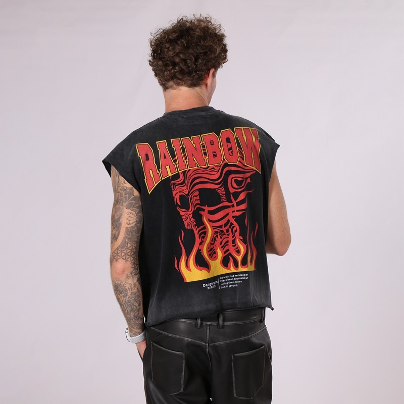 Men's Acid Wash Sleeveless Vest