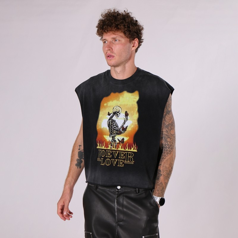 Men's Acid Wash Sleeveless Vest