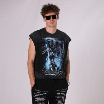 Men's Washed Sleeveless Tank Top | DTG + Spray | 250g 100% Cotton | Street Style | B2B Sales