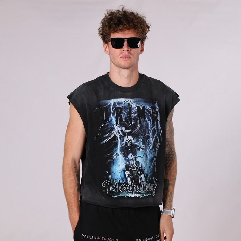 Men's Washed Sleeveless Tank Top