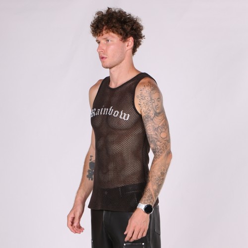 Mesh Cotton Vest Men | Screen Print Logo | 100% Cotton | 250g | Street Fashion | B2B Wholesale