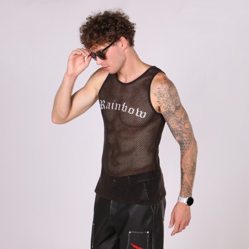 Mesh Cotton Vest Men | Screen Print Logo | 100% Cotton | 250g | Street Fashion | B2B Wholesale