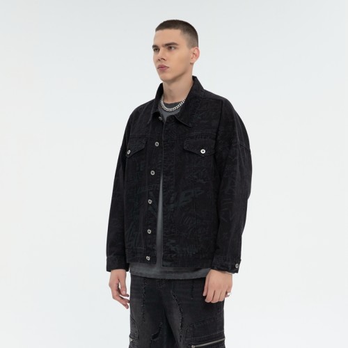 Digital Print Denim Jacket Men | 100% Cotton | Street Fashion | B2B Wholesale