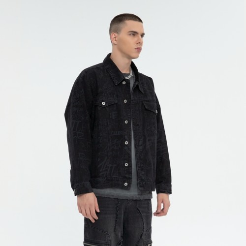 Digital Print Denim Jacket Men | 100% Cotton | Street Fashion | B2B Wholesale