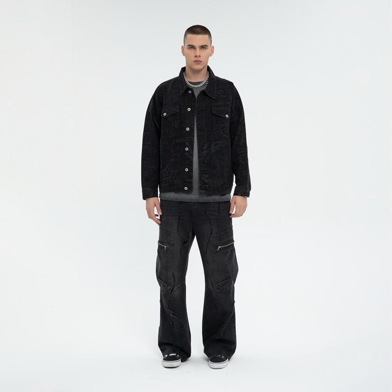 Digital Print Denim Jacket Men