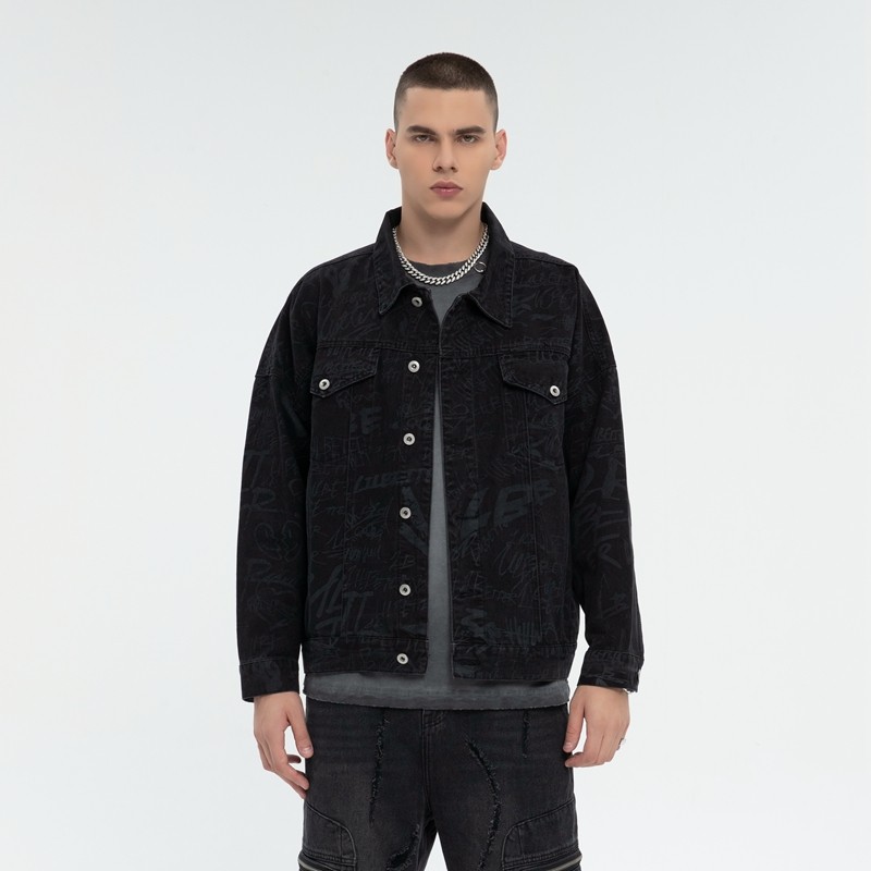 Digital Print Denim Jacket Men