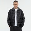 Dark PU Leather Bomber Jacket | 3D Pockets | Patchwork | Custom Streetwear Manufacturer