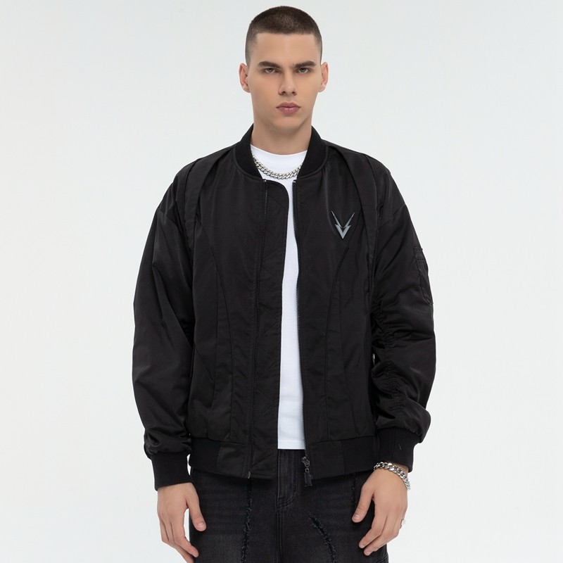 Dark Nylon Bomber Jacket