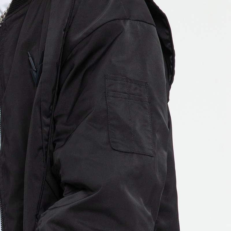 Dark Nylon Bomber Jacket