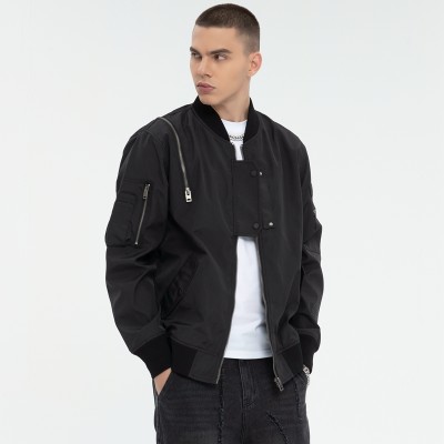 Zip-Detail Nylon Bomber Jacket | Streetwear Style | 100% Polyester | Custom Clothing Manufacturer