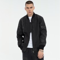 Zip-Detail Nylon Bomber Jacket | Streetwear Style | 100% Polyester | Custom Clothing Manufacturer