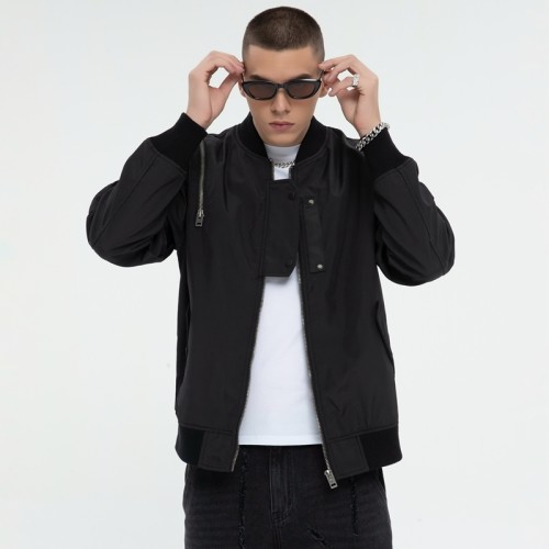 Zip-Detail Nylon Bomber Jacket | Streetwear Style | 100% Polyester | Custom Clothing Manufacturer