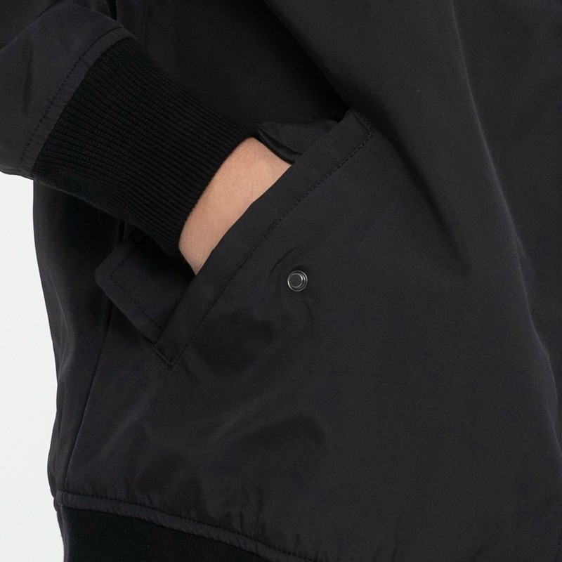 Zip-Detail Nylon Bomber Jacket