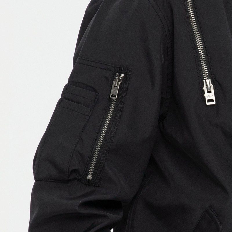Zip-Detail Nylon Bomber Jacket
