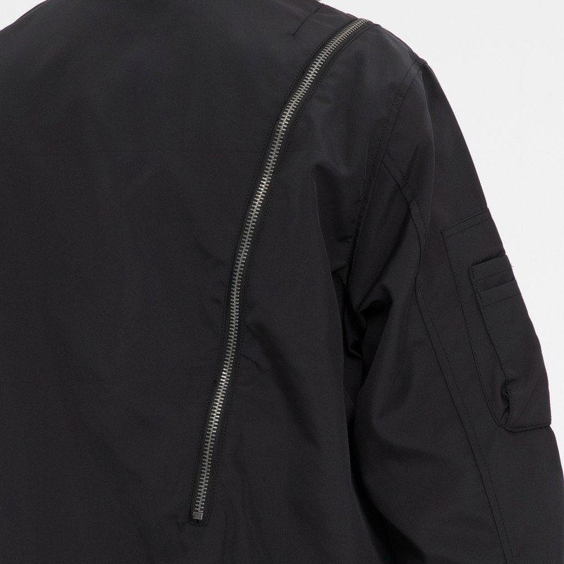 Zip-Detail Nylon Bomber Jacket