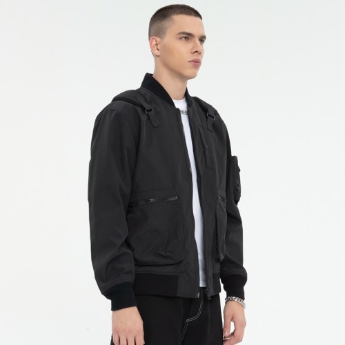 Streetwear Baseball Collar Bomber Jacket | Tactical Style | Decorative Backpack | Clothing Manufacturer