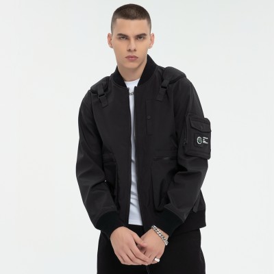 Streetwear Baseball Collar Bomber Jacket | Tactical Style | Decorative Backpack | Clothing Manufacturer