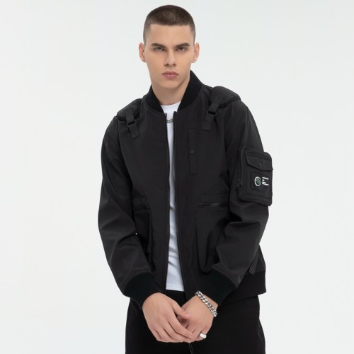 Streetwear Baseball Collar Bomber Jacket | Tactical Style | Decorative Backpack | Clothing Manufacturer