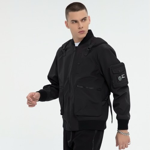 Streetwear Baseball Collar Bomber Jacket | Tactical Style | Decorative Backpack | Clothing Manufacturer