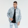Sequined Silver Reflective Denim Jacket Men | Street Style | 100% Cotton | Streetwear Manufacturer