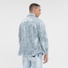 Sequined Silver Reflective Denim Jacket Men | Street Style | 100% Cotton | Streetwear Manufacturer