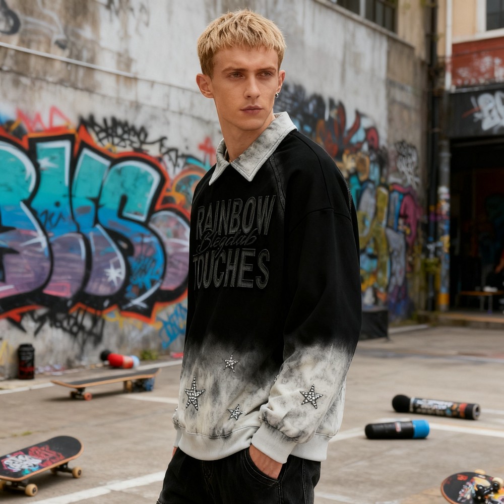 Men's Spray Turn-down Collar Hoodie