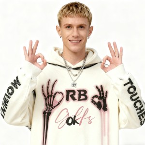 Trendy Street Hoodie Men | DTG + Rhinestones + Spray | Streetwear Manufacturer