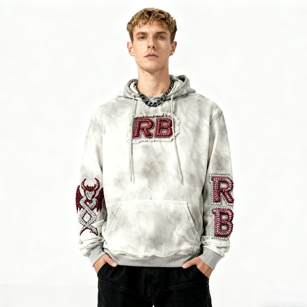 Men's Acid Wash Hooded Hoodie