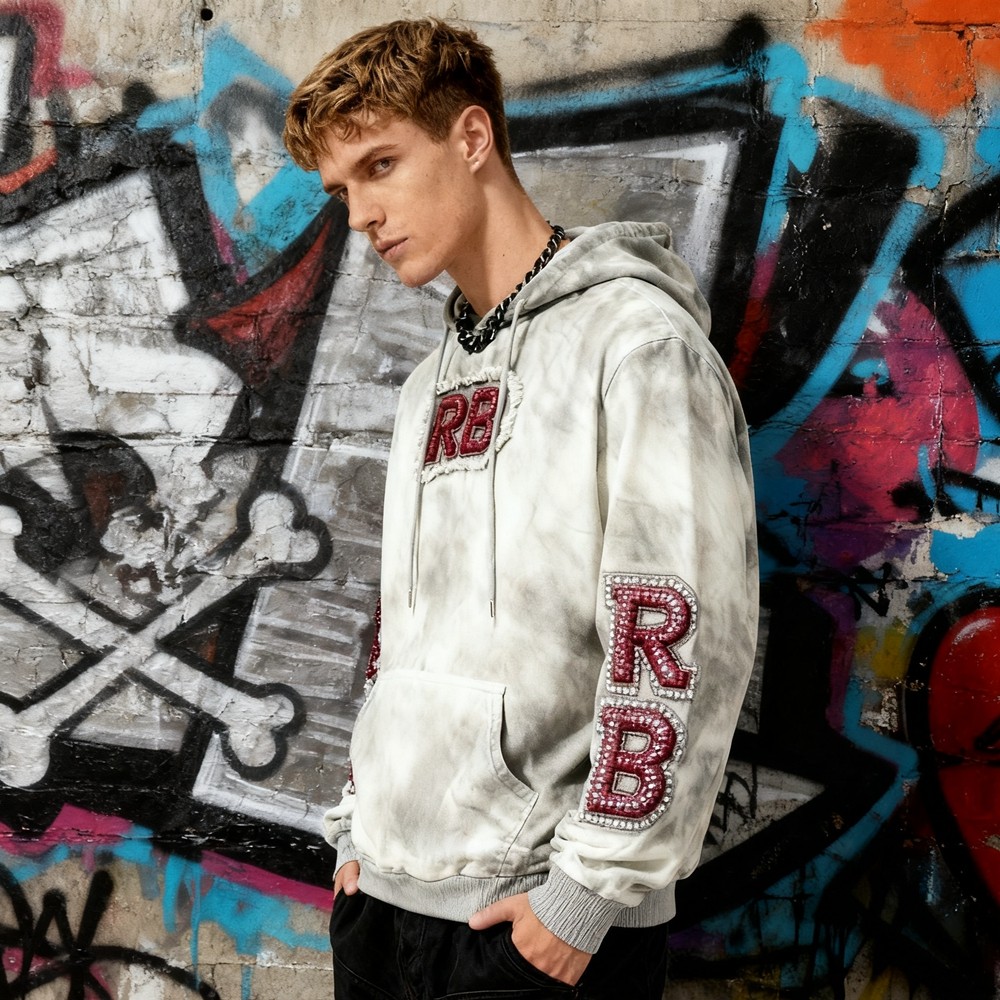 Men's Acid Wash Hooded Hoodie