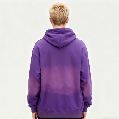 Purple Spray Hoodie Men | Flocked + Spray + Rhinestone | Streetwear | B2B Wholesale