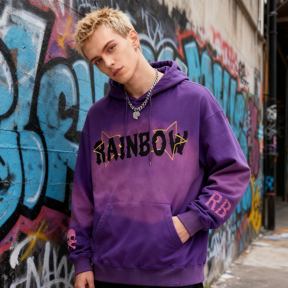 Purple Spray Hoodie Men