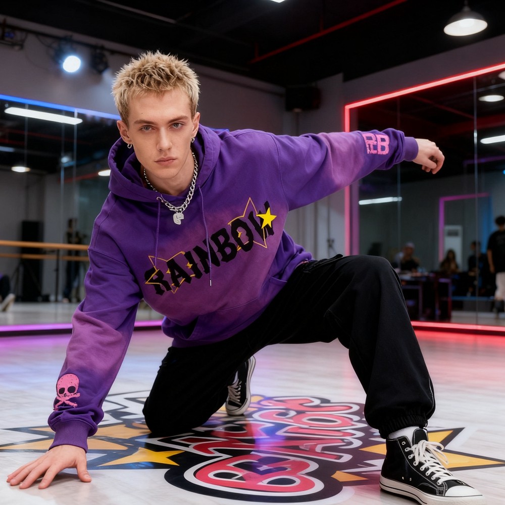 Purple Spray Hoodie Men