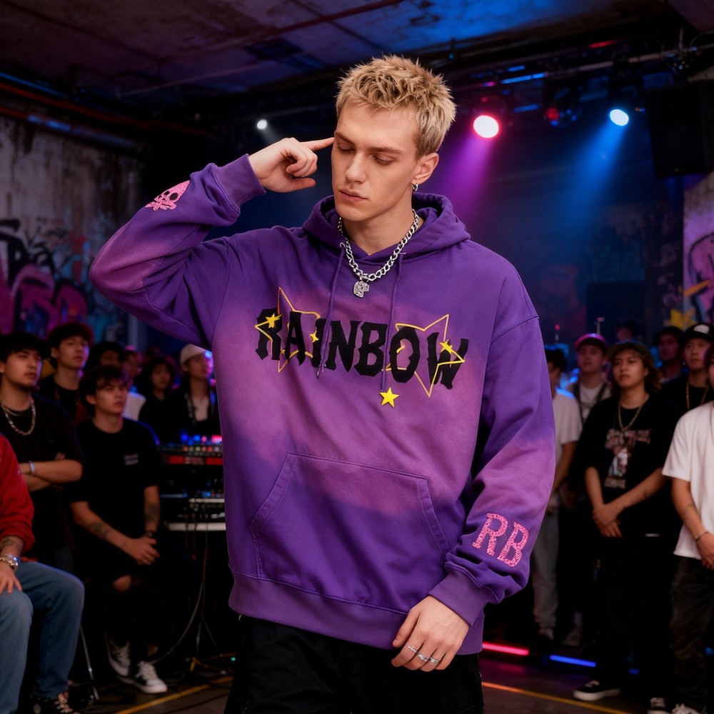 Purple Spray Hoodie Men
