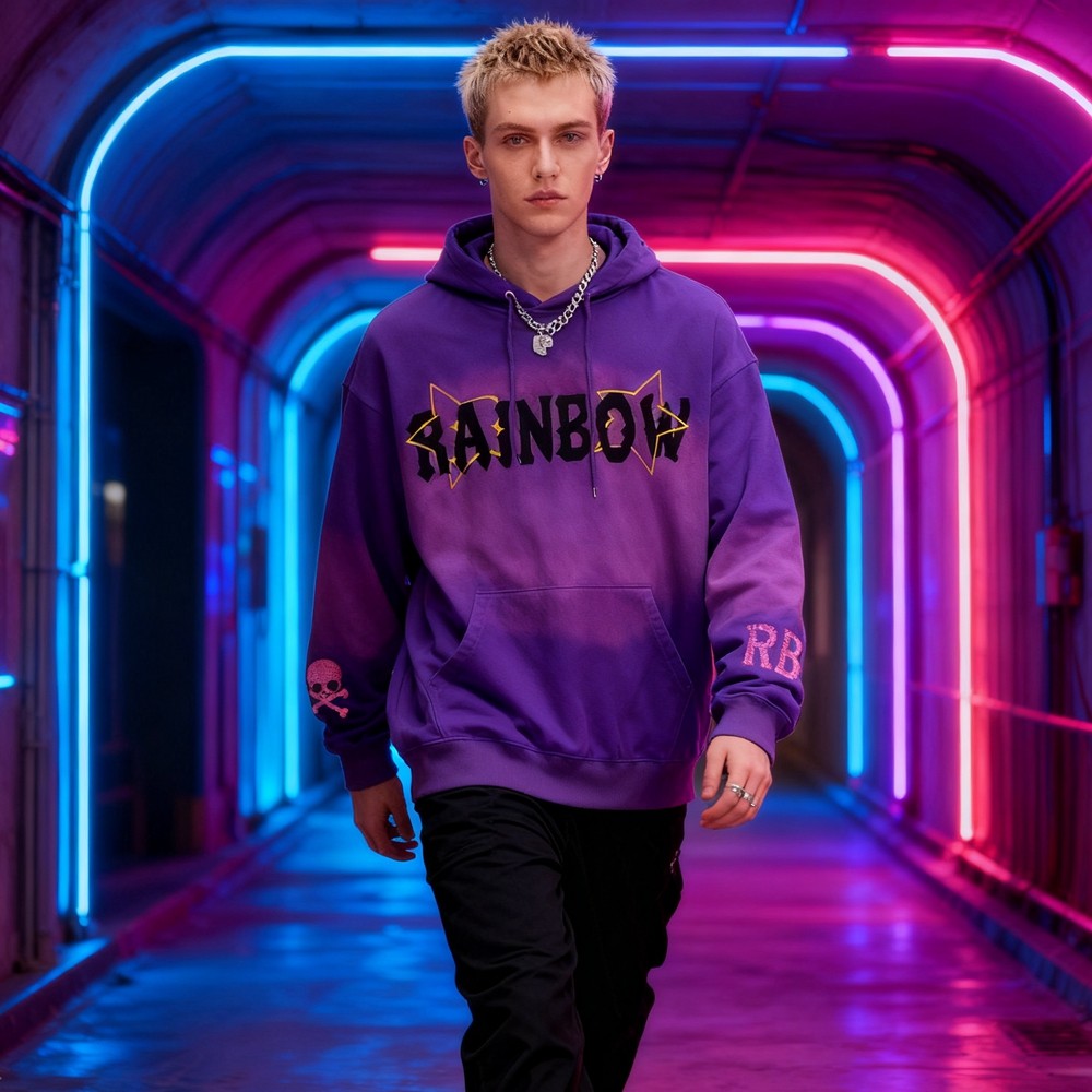 Purple Spray Hoodie Men